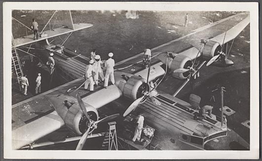 1930s A Pan American Sikorsky S-42 undergoing a dock side maintenance overhaul.